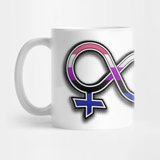 Halftone Gender Fluid Pride Symbol with Flag Background Mug